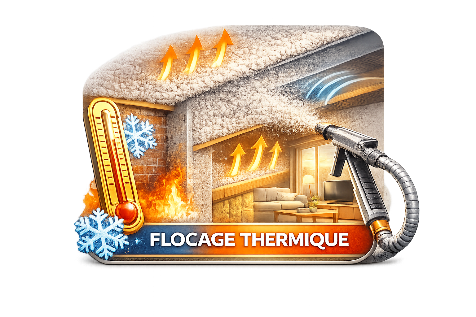 Flocage thermique pour isolation énergétique des bâtiments